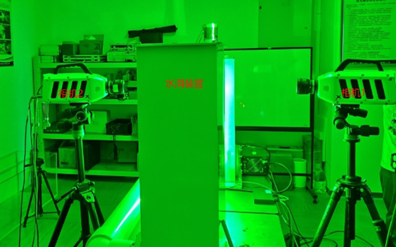 Zylindrische Windung 2 D3C Flow Field Measurement Experiment basierend auf dem gegenüber liegenden Seiten layout von zwei PIV-Hoch geschwindigkeit kameras