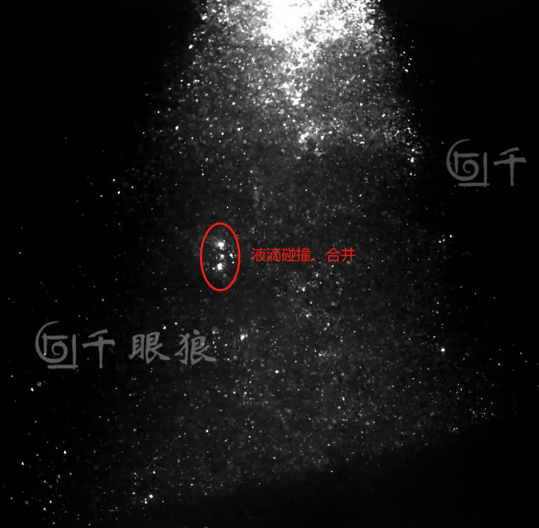 PIV camera image of spray droplets captured by Revealer NEO25 at 10,000 fps